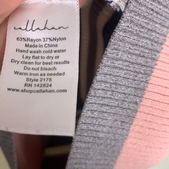 Callahan Multicolor Striped Ribbed Knit short sleeve Casual Dress pink medium - Picture 5 of 7